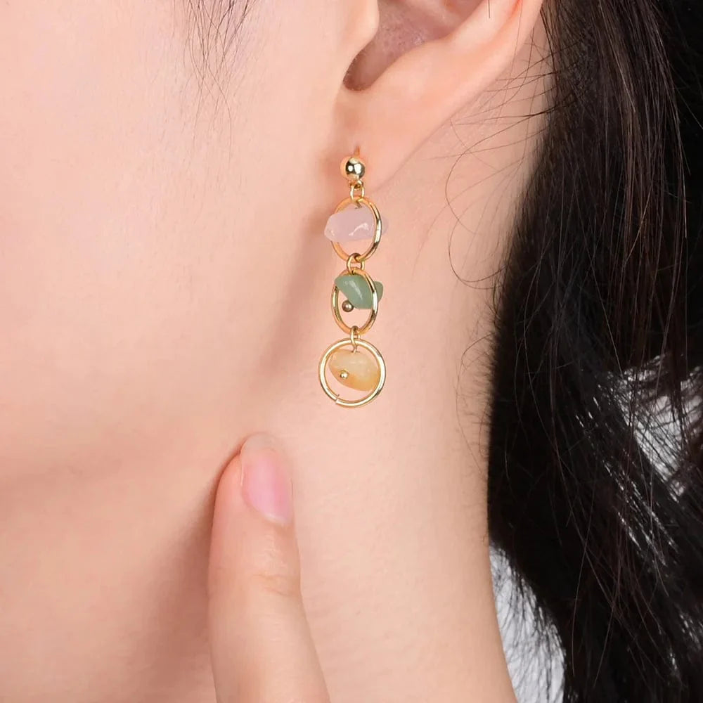 Natural Stone Crystal Earrings