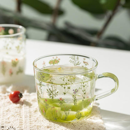 Grass & Flowers Glass Mug