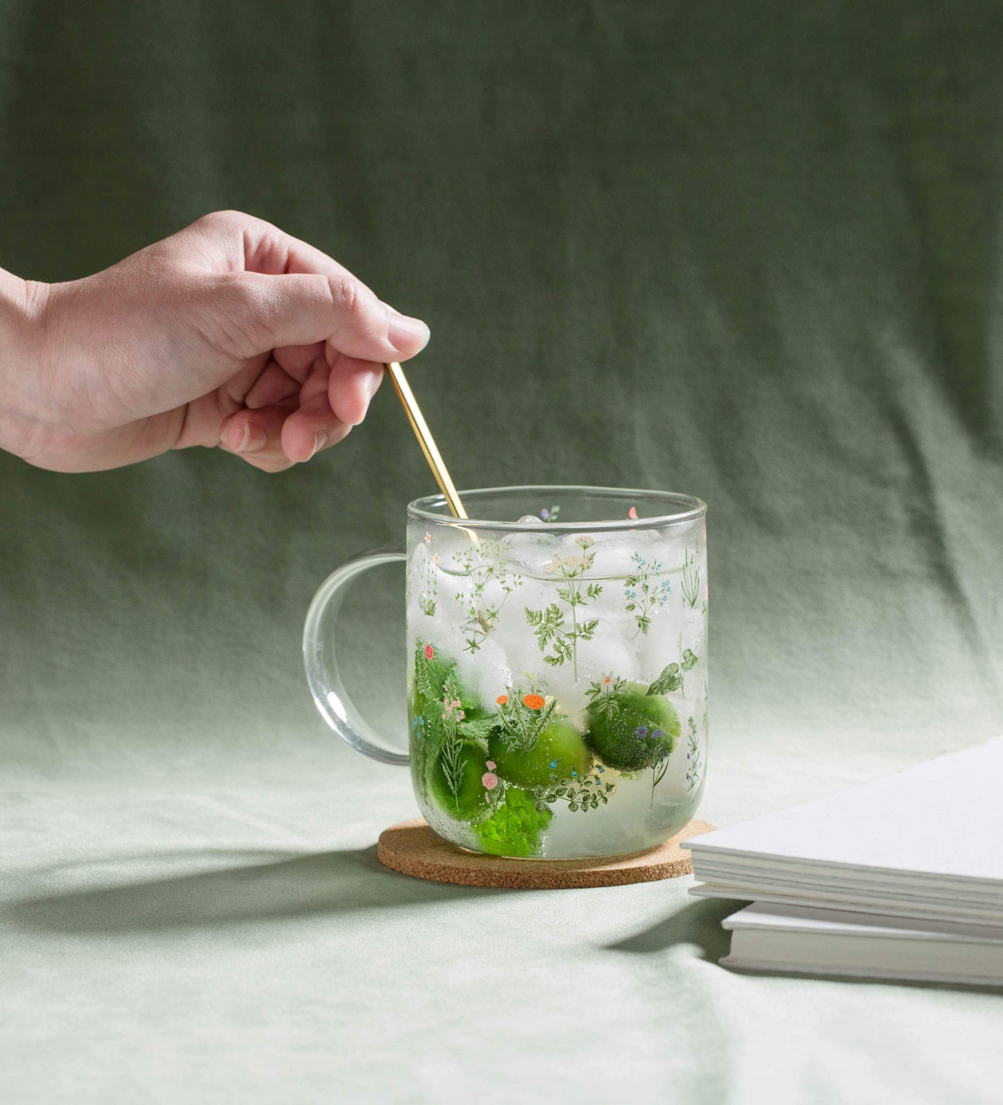 Grass & Flowers Glass Mug