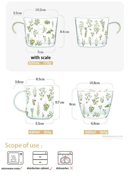 Grass & Flowers Glass Mug