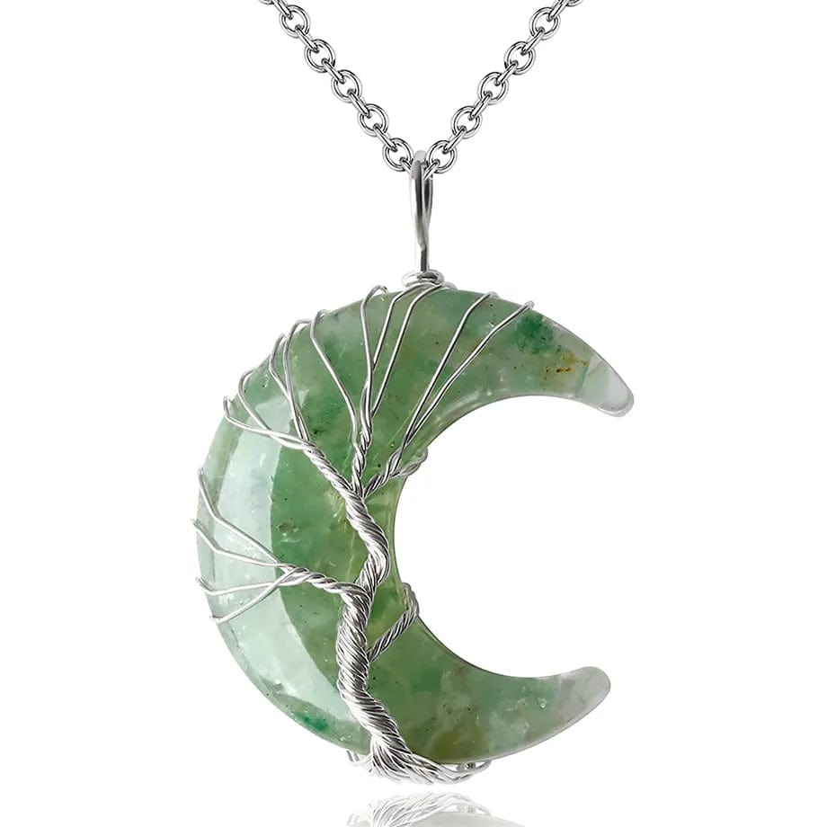 Crescent Moon Quartz Crystal Necklace