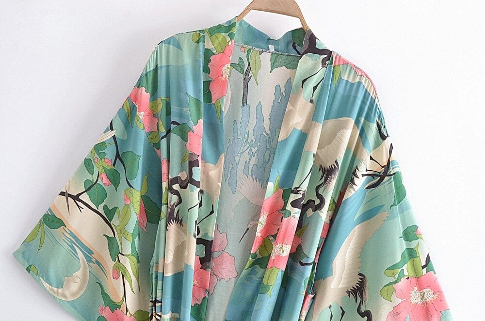 Green Crane Kimono