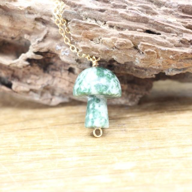 Tiny Mushroom Crystal Chain Necklace