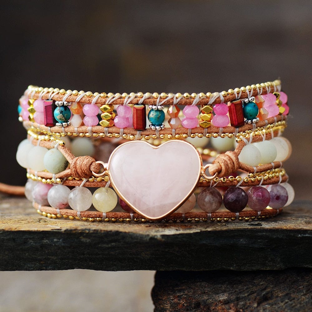 Heart Charm Wrap Bracelet