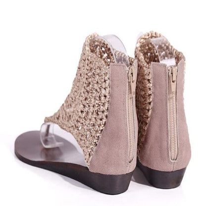 High-Top Knit Crochet Sandals