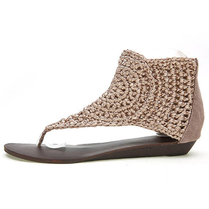 High-Top Knit Crochet Sandals