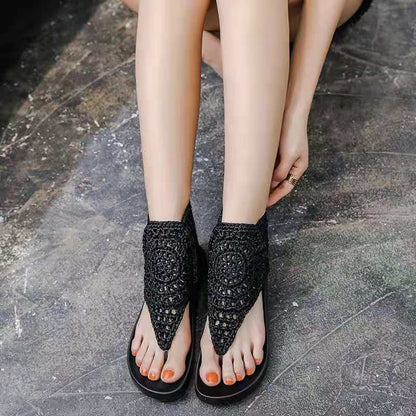 High-Top Knit Crochet Sandals