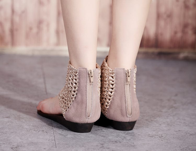 High-Top Knit Crochet Sandals