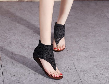 High-Top Knit Crochet Sandals