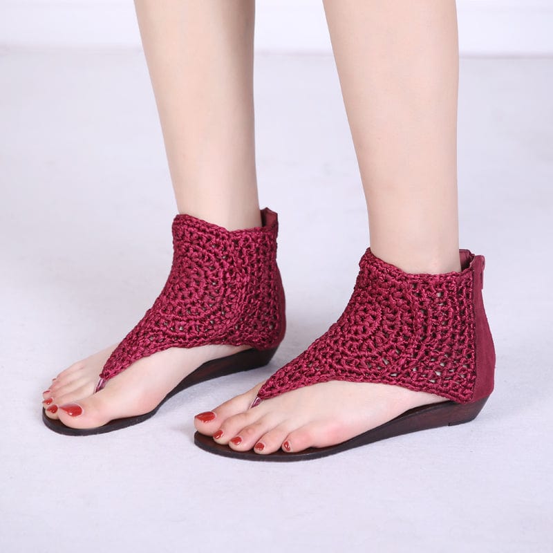 High-Top Knit Crochet Sandals