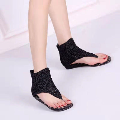 High-Top Knit Crochet Sandals