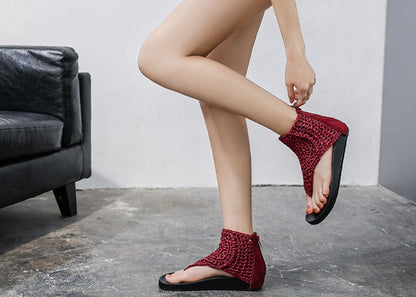 High-Top Knit Crochet Sandals