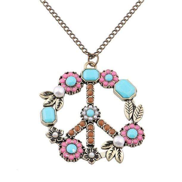 Hippie Peace Wreath Necklace