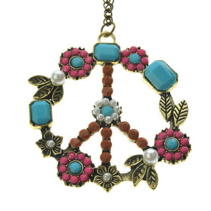 Hippie Peace Wreath Necklace