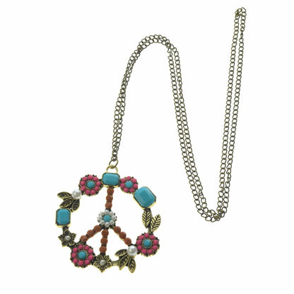 Hippie Peace Wreath Necklace