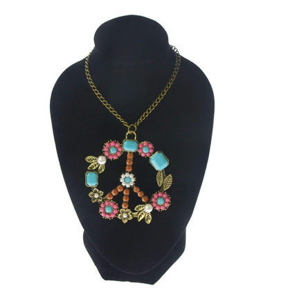 Hippie Peace Wreath Necklace