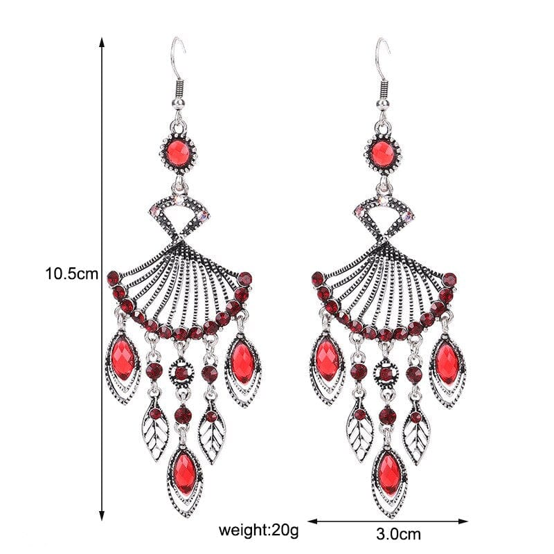 Hollow Rhinestone Drop Leaf Earrings