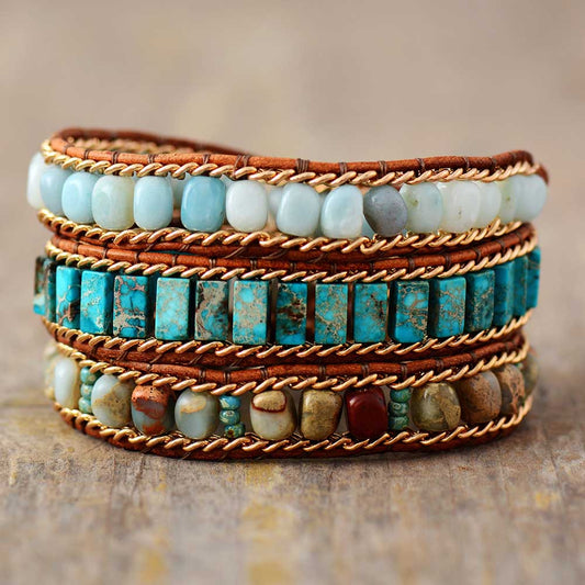 Jasper & Amazonite Wrap Bracelet