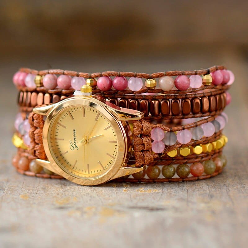 Jasper and Rhodonite Wrap Watch