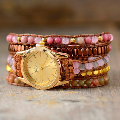 Jasper and Rhodonite Wrap Watch