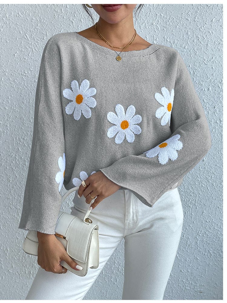 Kendall Embroidered Daisies Sweater