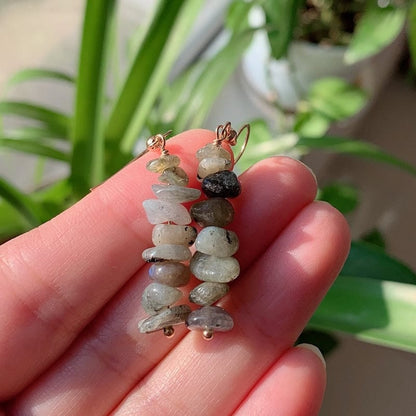 Natural Crystal Gravel Chips Earrings