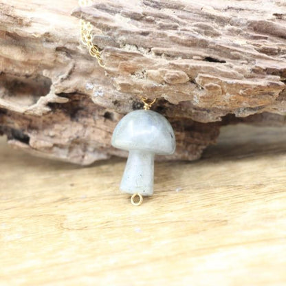 Tiny Mushroom Crystal Chain Necklace