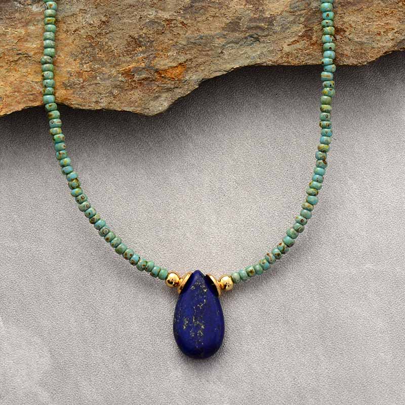 Earth Teardrop Boho Necklace