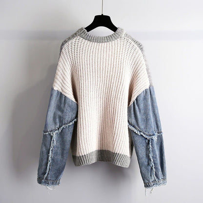 Lelya Denim Patchwork Sweater