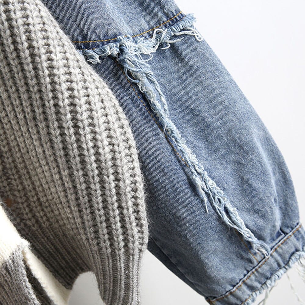 Lelya Denim Patchwork Sweater