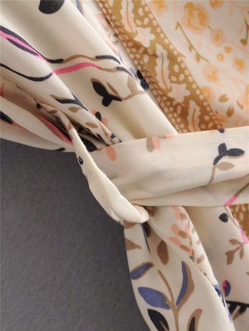 Leona Floral Maxi Kimono In Beige