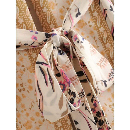 Leona Floral Maxi Kimono In Beige