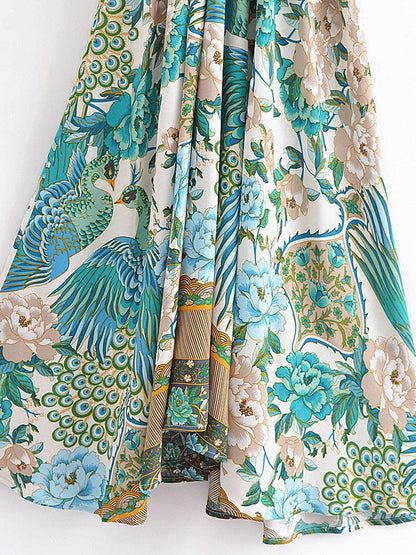 Mali Peacock Floral Maxi Dress