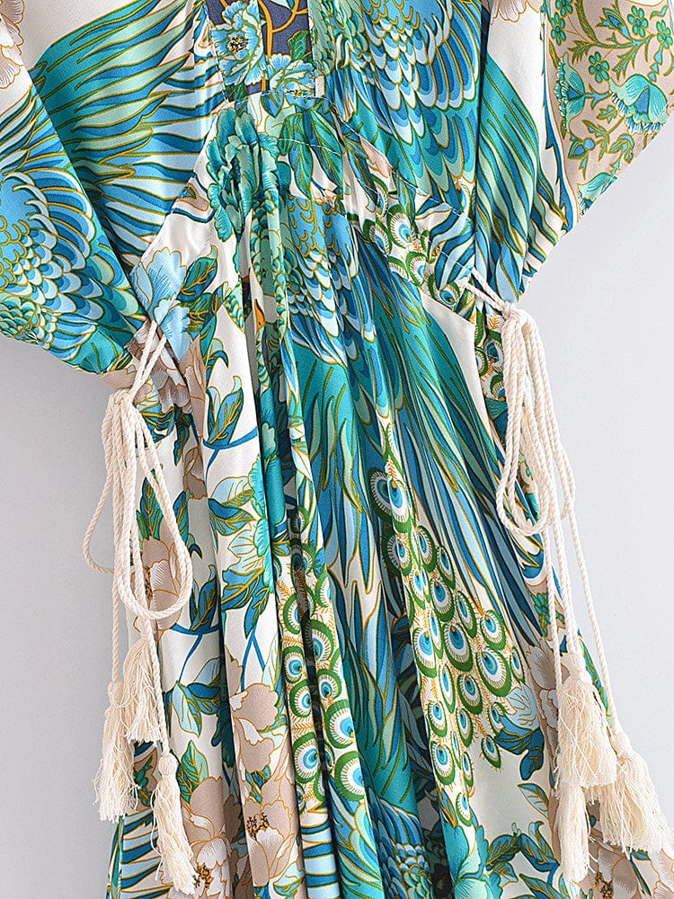 Mali Peacock Floral Maxi Dress