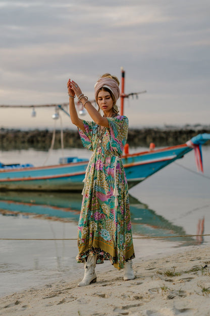 Mali Peacock Floral Maxi Dress