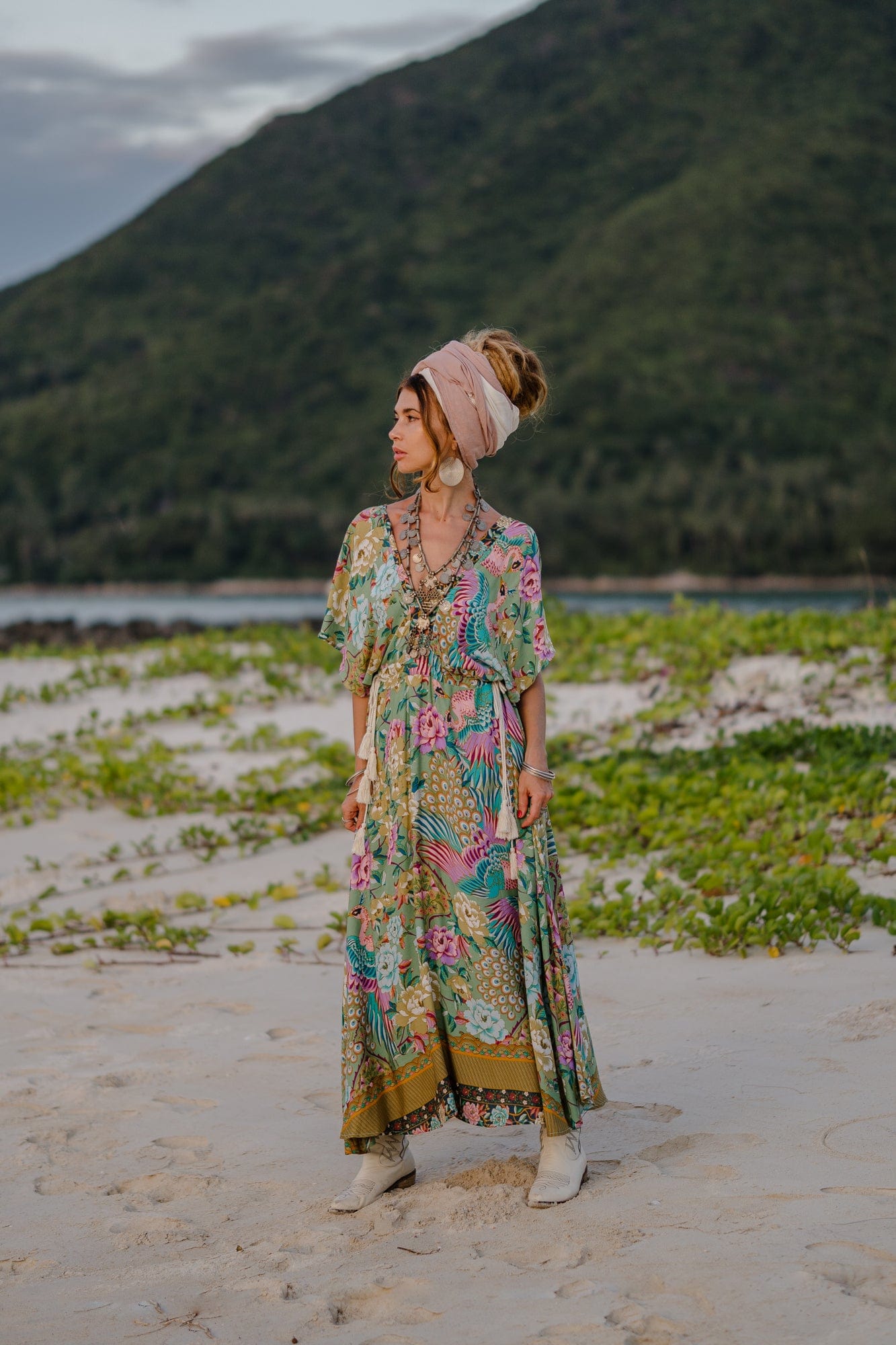 Mali Peacock Floral Maxi Dress