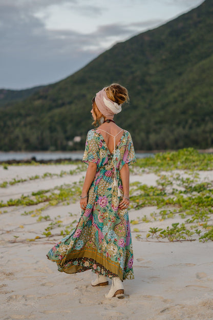 Mali Peacock Floral Maxi Dress