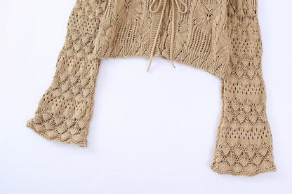 Meridian Hollow Out Crop Cardigan