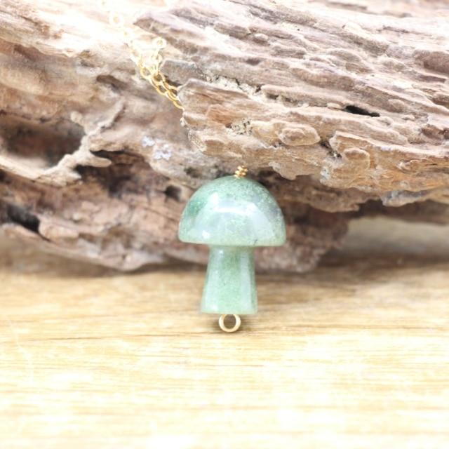 Tiny Mushroom Crystal Chain Necklace