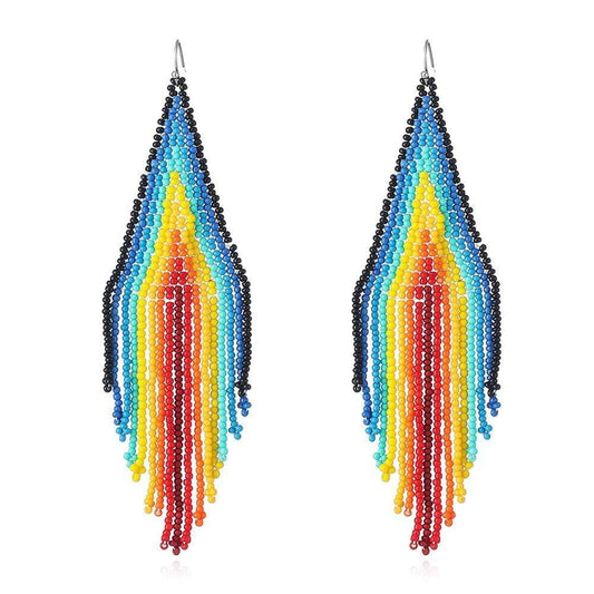 Ethnic Colorful Long Earrings