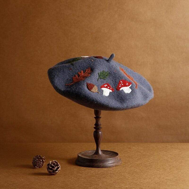 Mushroom Cap Embroidered Beret