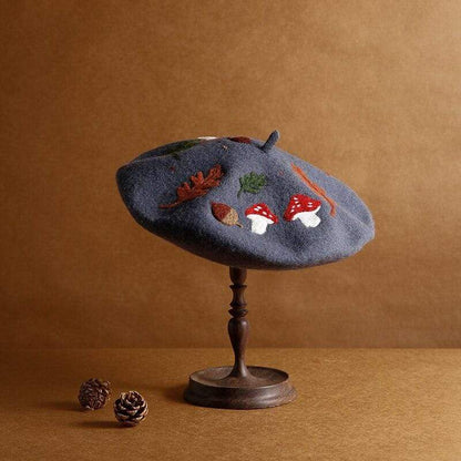 Mushroom Cap Embroidered Beret