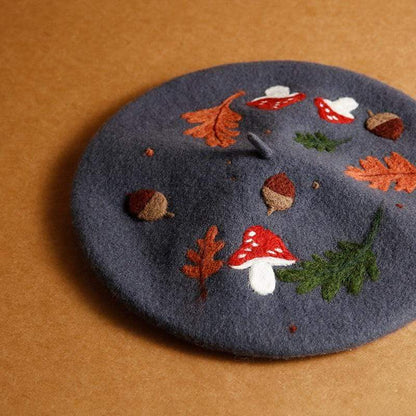 Mushroom Cap Embroidered Beret