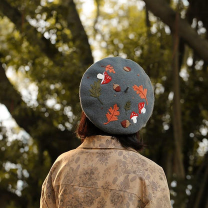 Mushroom Cap Embroidered Beret