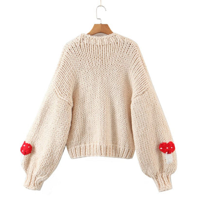 Mushroom Embroidered Cardigan