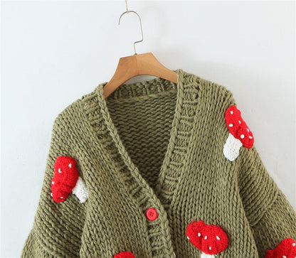 Mushroom Embroidered Cardigan