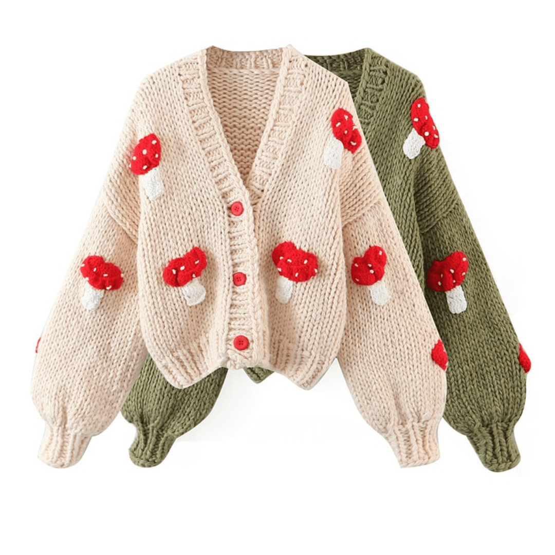 Mushroom Embroidered Cardigan