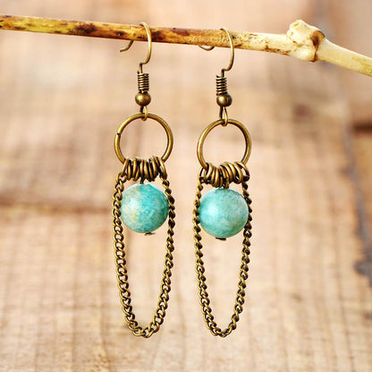 Natural Amazonite Chandelier Earrings