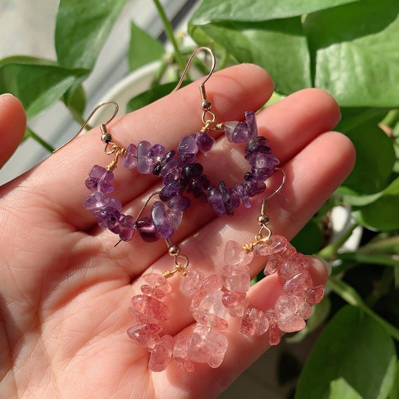 Natural Crystal Beads Earring