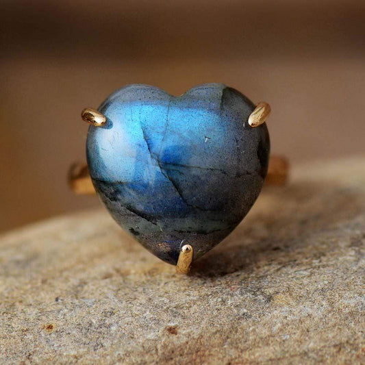 Natural Gemstone Heart Shaped Ring